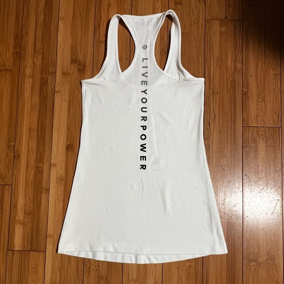 Rare Lululemon Graphic Racerback Tank White Size 2 - Picture 3 of 10